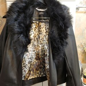 Dennis Basso Faux Fur/Leather Jacket